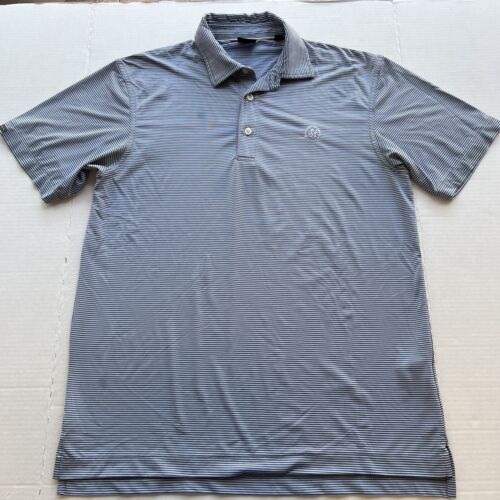 Dunning Golf Shirt Mens Small Blue Striped Polo Logo Comfort Casual Outdoors
