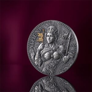 Athena The Great Greek Mythology 2 oz Antique finish Silver Coin Cameroon 2024