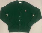 Vintage Izod Men’s Cardigan Sweater M Green Button Up V-neck Made In The USA Dad