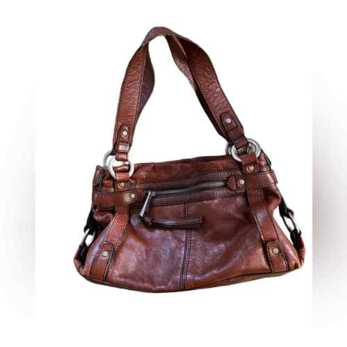 Fossil Fifty Four Brown Cognac Leather Slouchy Shoulder Satchel Bag