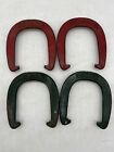 4 Rare Vintage Craftsman Metal Pitching Horseshoes Horse Shoes 2 Pairs Red Green