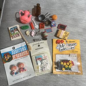Vintage Assortment 27 Miniature Misc. Items Home Doll House Craft Pink Elephant