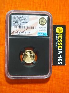 2021 W $5 PROOF GOLD EAGLE NGC PF70 MILES STANDISH SIGNED TYPE 2 FROM DESIGN SET