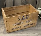 Antique CAP Corned Beef Wooden Shipping Crate Industria Argentina 14 X 7.5”