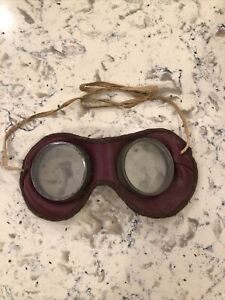 Vintage Leather Aviation Goggles - Motorcycle Auto Car