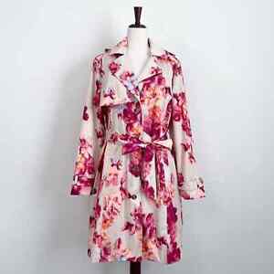 Chico's Floral Hooded Rain Trench Coat NWT