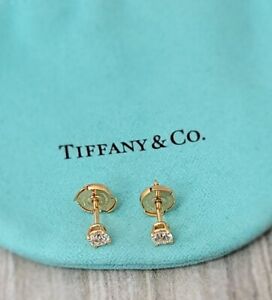 Tiffany & Co 18kt Rose Gold Round Diamond Studs .46ctw La Pousette Backs