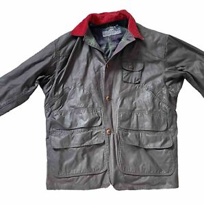 Polo Ralph Lauren Hunting Jacket vtg Waxed Cotton Coat Mens L Sportsman oilcloth