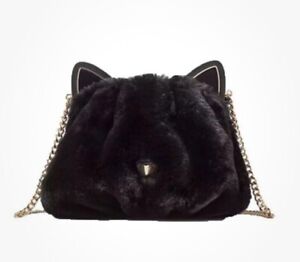 💚 KATE SPADE Pitch Purrfect 3D Cat Crossbody Bag Faux Fur Purse Handbag NWT