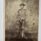 Antique Cabinet Card Photograph Man Soldier Spanish American War Rough Rider Gun