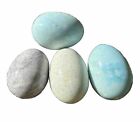 Marble Alabaster Granite Stone Eggs Lot of 4 Blue White Purple Easter Spring