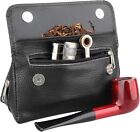 FIREDOG Genuine Leather Smoking Tobacco Pipe Pouch Case Bag for 2 Pipes Tamper F