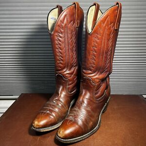 VTG Mason Men’s 7.5D Brown Leather 14” Tall Cowboy Western Boots USA Made #880