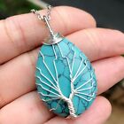 Turquoise Gems Tree Of Life Necklace Water-drop Chakra Reiki Healing Amulet