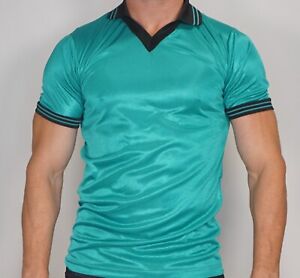 MEN'S TEAL SHINY COLLARED SHIRT SIZE ADULT L