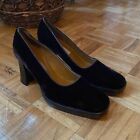 Claudia Ciuti vintage 90s  brown chunky heel velvet leather shoes pumps heels 8