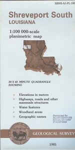USGS Planimetric Topo Map SHREVEPORT SOUTH Louisiana 1985 -100K-