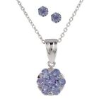 QVC Sterling Silver 2.00 Ct Tanzanite Earring & Pendant Set Necklace $224