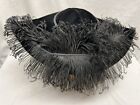antique Ladies HAT w OSTRICH FEATHERS odd Football shape HALLE Bros GREAT Look