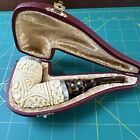 Meerschaum Pipe Ornate Double Silver Brand New With Case