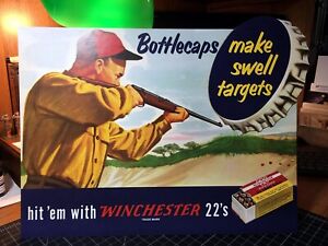 REPRODUCTION  Winchester Bottlecap Targets Standing Advertising Die Cut