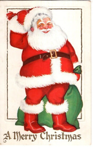 ANTIQUE EMBOSSED CHRISTMAS Postcard   SANTA CLAUS, SMILING, SCRATCHING HIS HEAD