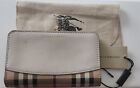AUTHENTIC BURBERRY HAYMARKET CHECK COATED CANVAS LEATHER COWLEY COMPACT WALLET