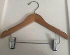 Lot Of 5 Wooden Hangers Light Wood for Suits, Pants Skirts With clips Heavy duty