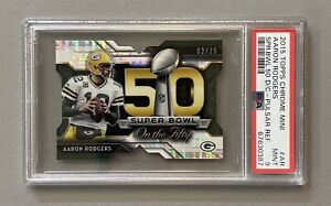 2015 Topps Chrome Super Bowl 50 Die-Cut Pulsar Refractor /25 Aaron Rodgers PSA 9