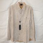 Tulliano Mens 100% Linen Reverse Weave Textured NWT Front Button Shirt NWT M