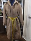 Vintage Ladies Lama Wool Brown Long Trench Coat Small/Medium