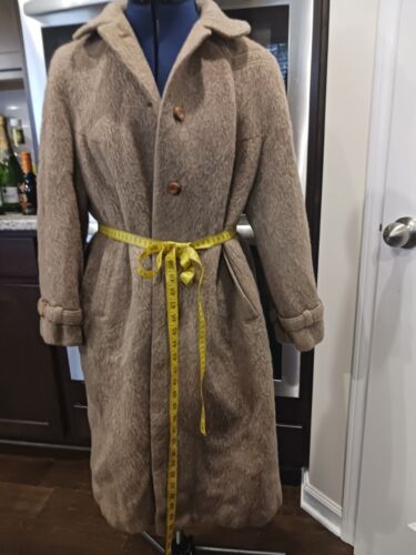 Vintage Ladies Lama Wool Brown Long Trench Coat Small/Medium