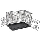 30''36''42'' Dog Crate Folding Metal Wire Dog Kennel Cage w/Tray Black
