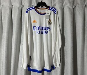 Real Madrid 21/22 Home Adidas Authentic Long Sleeve Jersey Size L NWT GR3995