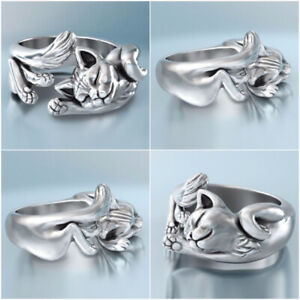 Fashion Cat Jewelry 925 Silver Filled Rings Women/Men Wedding Party Gift Sz 5-11