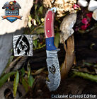 New ListingCSFIF Forged Skinner Knife w/Gut Hook Twist Damascus Hard Wood Fishing
