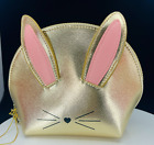 TOO FACED Be Cool Not Cruel Bunny Makeup Cosmetic Bag in Gold (New)