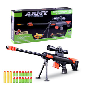 New -- Kids Toy Sniper Rifle Infrared Shootable Soft Bullets Plastic Air Gun