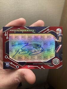 2022 Panini Elements RC Bailey Zappe Rookie Neon Signs Red Auto /25 On Card Auto