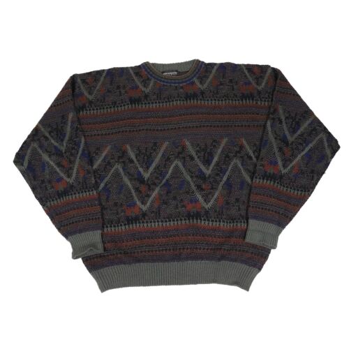 Vintage 80s Reunion Men's Size XL Chunky Texture Knit Crewneck Grandpa Sweater