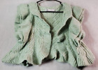 Zara Crop Cardigan Sweater Womens Medium Green Acrylic Short Sleeve Open Front