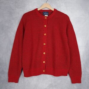 Vintage Woolrich Birdseye Sweater Womens Medium Red Wool Blend Knit Cardigan