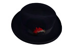 Dobbs Fedora Hat Size 7 1/4 Fifth Avenue Black Fur Felt Cavanaugh Edge Bow Boxed