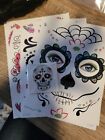 Halloween Temporary Face Tattoos 6 Pack Day of the Dead & 6 small Sugar Skull 12