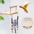 Bird Toy Hook Design Colorful Beads Bird Stand Rack Swing with Bells Reusable