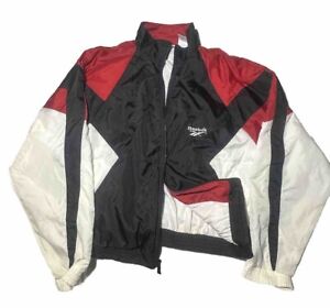 Vintage Reebok Windbreaker Jacket Men’s Large Full Zip Colorblock Bred Y2K Rap