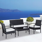 4pc Outdoor Rattan Sofa Set Wicker Coffee Table Patio Chatting Garden Furniture