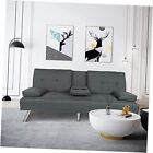 Kallkop Convertible Sofa Adjustable Couch Sleeper Modern Faux Leather Home