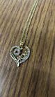 Beautiful Gold Mom Heart Necklace with Rhinestones- I Love You Mom - Ships Free