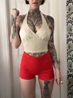 Vtg 1970’s Garland Red High Waisted Shorts Hot Pants Disco Mod Barbie XS/S